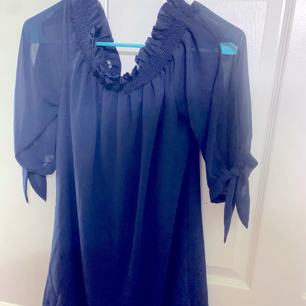 Off the shoulder blue dress